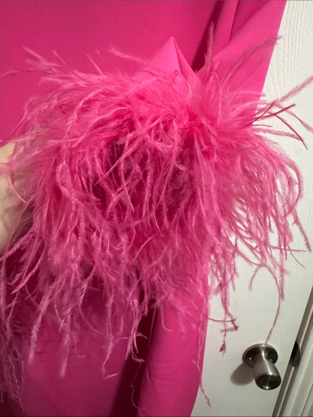 Tuckernuck Hot Pink Feather Sleeve Cocktail Shift Party Dress Mod Ellie XL Retro - Picture 6 of 12